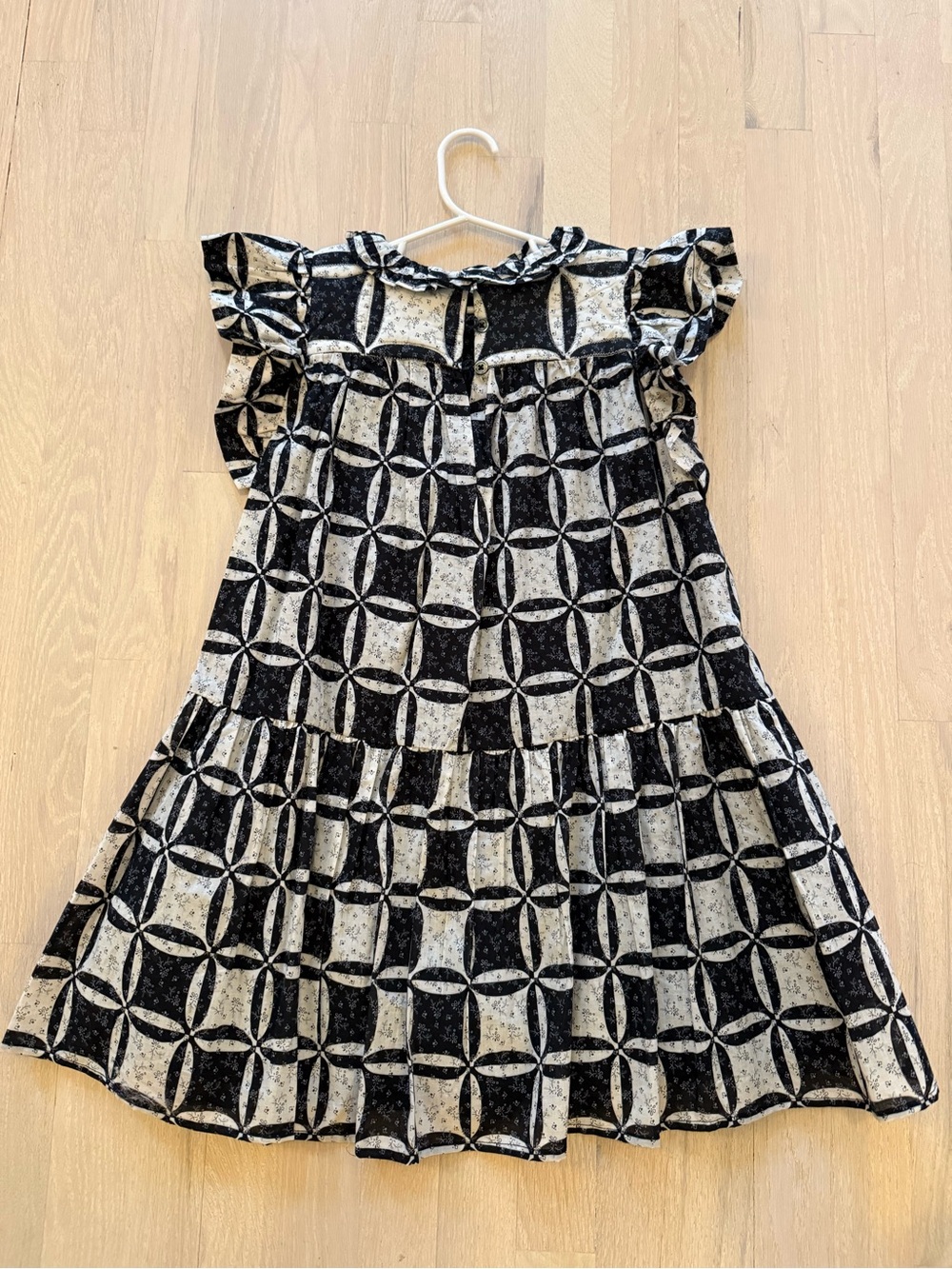 SEA NEW YORK- Black & Cream Patterned Girls' Dress - Brand Not Visible